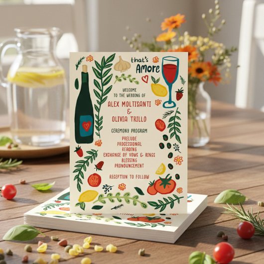 Dat is Amor Italiaans Eten Charmant Aangepaste Huw Programmakaart