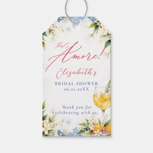 Dat is Amor Italiaans thema brunch bruiloftsfeest Cadeaulabel (Voorkant)