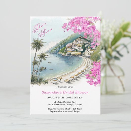 Dat is Amore Amalfi Bruids Bruiloft Uitnodiging (Staand voorkant)