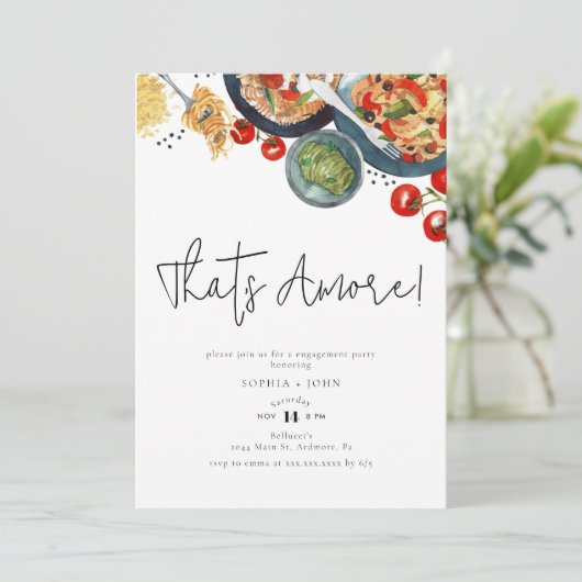 Dat is amore! Aquarel Italiaans voedsel-huwelijksa Kaart (Staand voorkant)