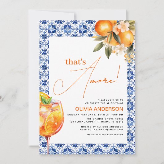 Dat is Amore Aquarel Spritz Bruidsmeisjeshower Kaart (Voorkant)