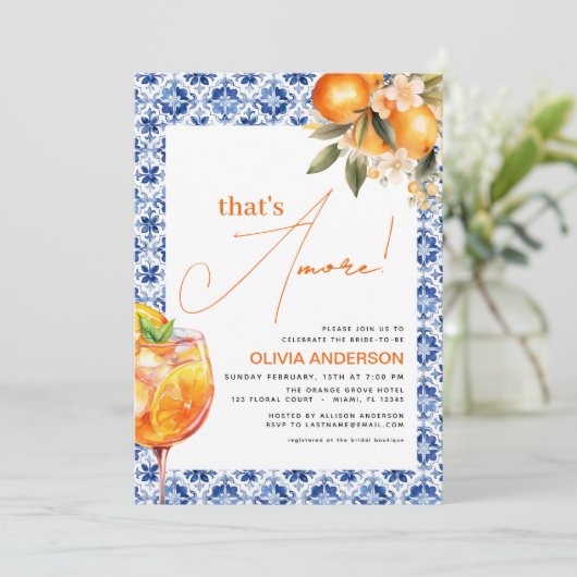 Dat is Amore Aquarel Spritz Bruidsmeisjeshower Kaart (Staand voorkant)