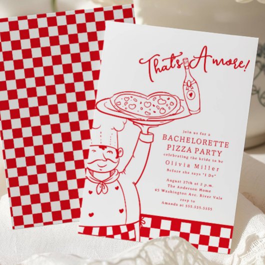 Dat is Amore Bachelorette Pizza Uitnodiging