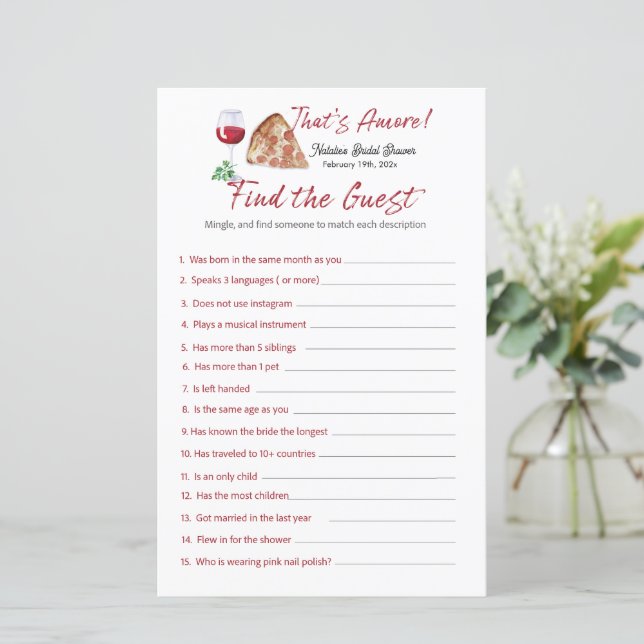 Dat is Amore Bingo Vrijgezellenfeest Game (Staand voorkant)