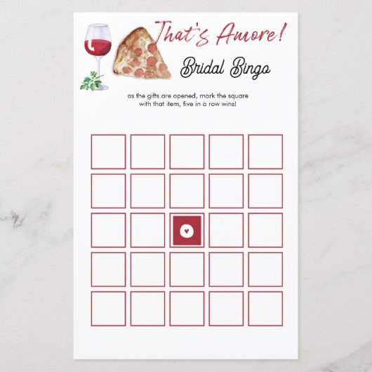 Dat is Amore Bingo Vrijgezellenfeest Game (Voorkant)