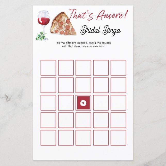 Dat is Amore Bingo Vrijgezellenfeest Game (Voorkant)