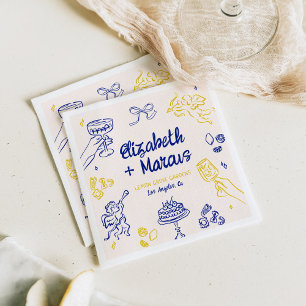 Dat is Amore! Blauw en geel Italiaans Verloving Servet