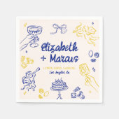 Dat is Amore! Blauw en geel Italiaans Verloving Servet (Voorkant)