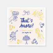 Dat is Amore! Blauw en geel Italiaans Verloving Servet (Voorkant)
