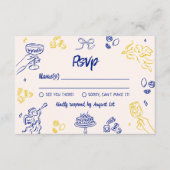 Dat is Amore! Blauw & Geel Italiaans RSVP Informatiekaartje (Voorkant)