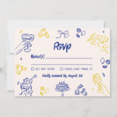 Dat is Amore! Blauw & Geel Italiaans RSVP Kaart (Voorkant)