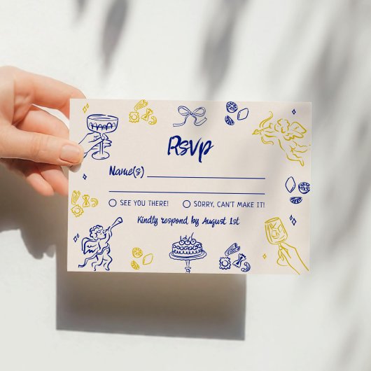 Dat is Amore! Blauw & Geel Italiaans RSVP Kaart