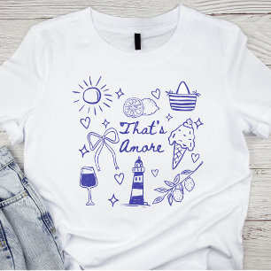 Dat is Amore Blauwe Coquette Strik Italiaanse Zome T-shirt