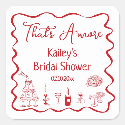 Dat is Amore Bruidsmeisjesfeestje Vierkante Sticker (Voorkant)