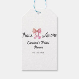 dat is amore bruiloft feest roze retro boog boho n cadeaulabel