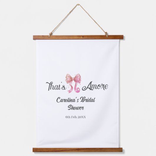 dat is amore bruiloftsborrel roze retro strik boho hangend wandkleed (Voorkant)