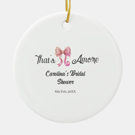 dat is amore bruiloftsborrel roze retro strik boho keramisch ornament (Voorkant)
