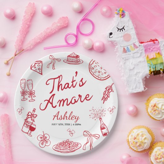 Dat is Amore Bruiloftsfeest  Papieren Bordje (Feest)