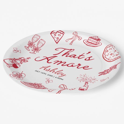 Dat is Amore Bruiloftsfeest  Papieren Bordje (Gekanteld)