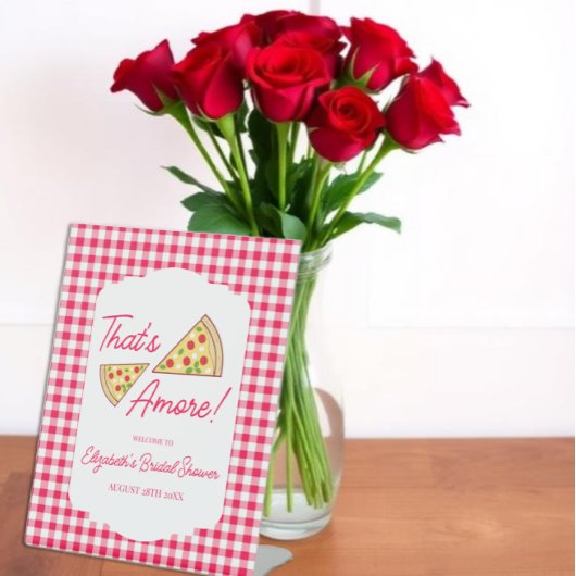 Dat is amore bruiloftsfeest reclamebord met voetstuk