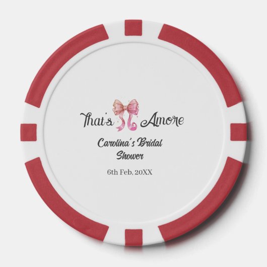 dat is amore bruiloftsfeest roze retro strik boho poker chips (Voorkant)