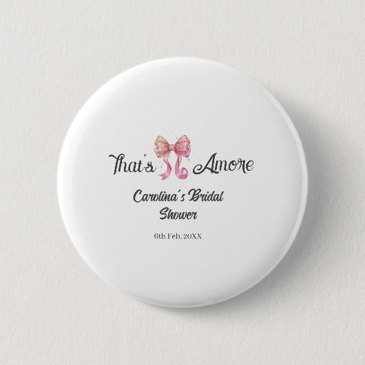 dat is amore bruiloftsfeest roze retro strik boho  ronde button 5,7 cm (Voorkant)