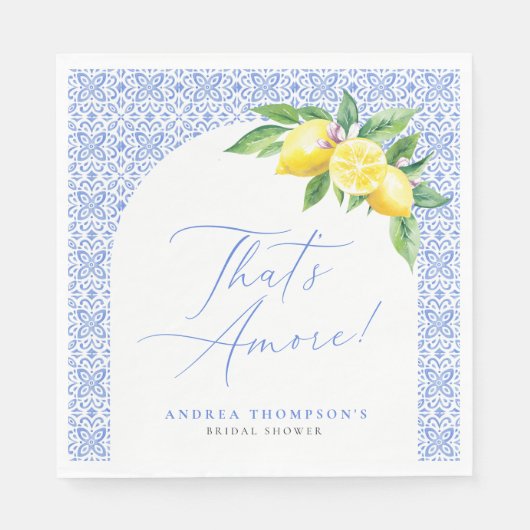 Dat is Amore Citroen Italiaanse Blauwe Tegels Brui Servet (Voorkant)