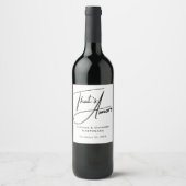 Dat is amore! Elegante zwarte script bruiloft Wijn Etiket (Voorkant)