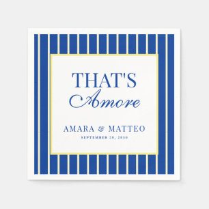 Dat is amore gestreepte blauwe & gele trouw servet