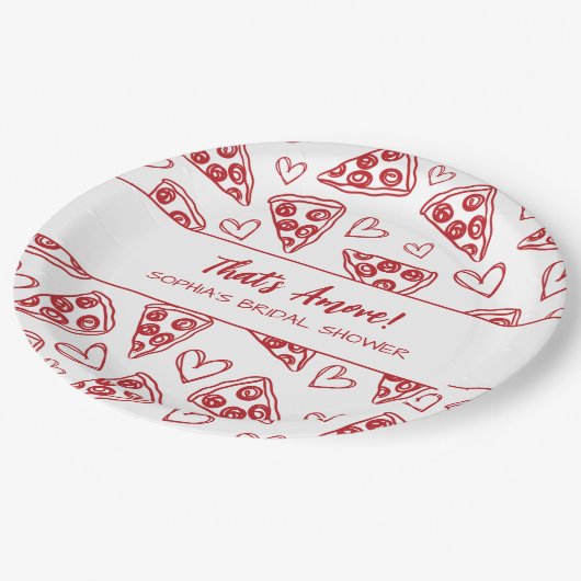 Dat is Amore Hand Drawn Pizza Party Vrijgezellenfe Papieren Bordje (Gekanteld)