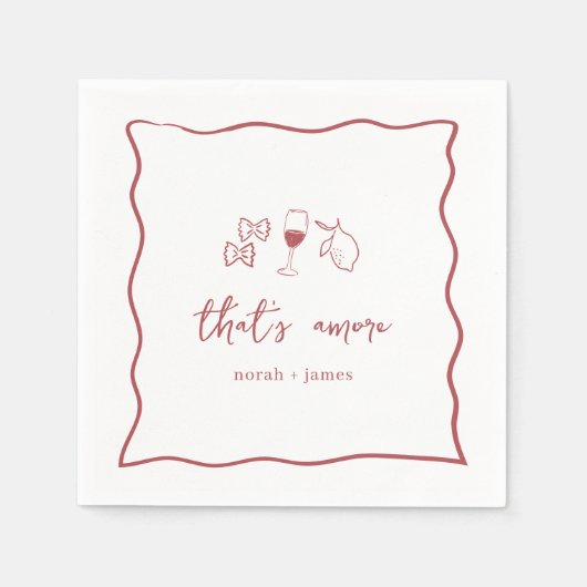 "Dat is amore" handgeschreven bruidsontbijt Servet (Voorkant)