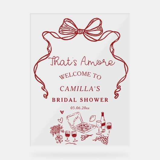 Dat is Amore Handgeschreven Vrijgezellenfeest Welk Acryl Bord (Voorkant)