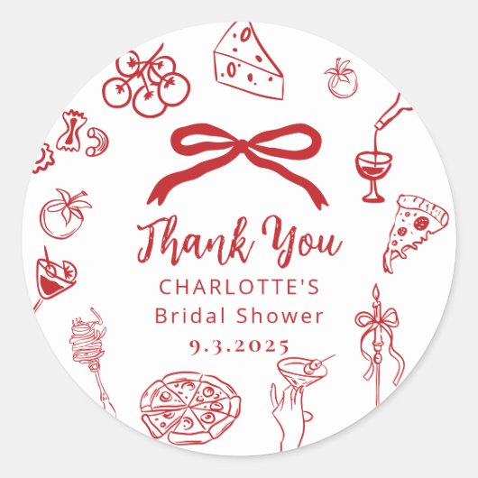 Dat is Amore Handgetekende Italiaanse Bruidsdouche Ronde Sticker (Voorkant)