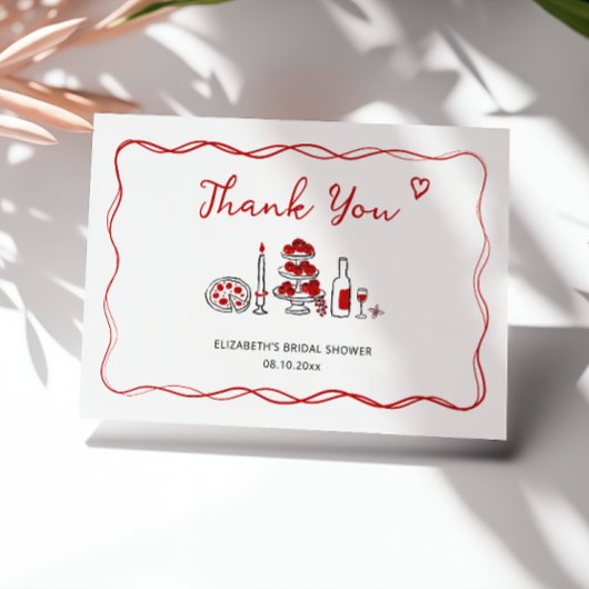 Dat is amore handgetekende Italiaanse rode bruidsd Bedankkaart
