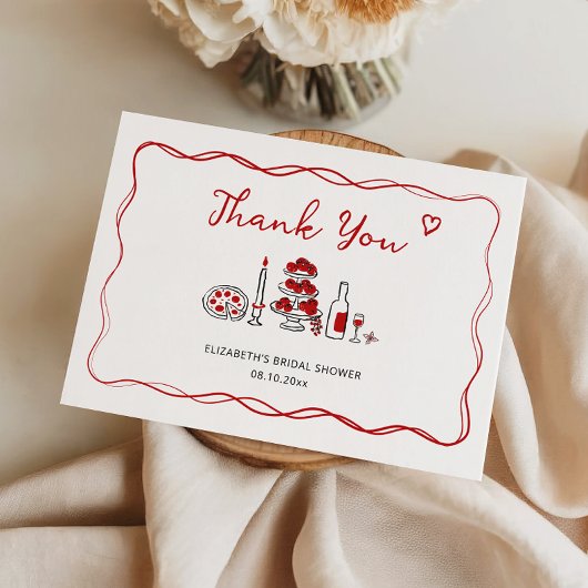 Dat is Amore Handgetekende Italiaanse Rode Bruilof Bedankkaart