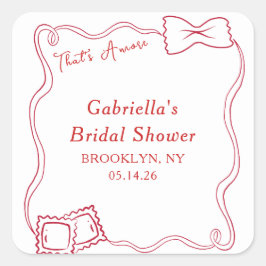 Dat is Amore Handgetekende Pasta Italië Bruidsdouc Vierkante Sticker