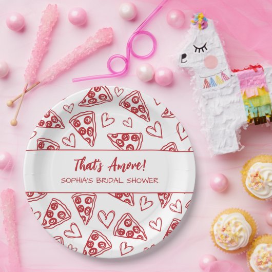 Dat is Amore Handgetekende Pizza Feest Bruids Brui Papieren Bordje (Feest)