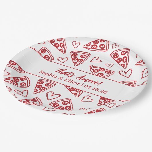 Dat is Amore Handgetekende Pizza Feest Chic Bruilo Papieren Bordje (Gekanteld)
