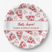 Dat is Amore Handgetekende Pizza Feest Chic Huweli Papieren Bordje (Voorkant)