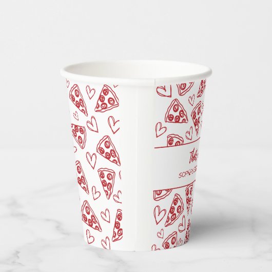 Dat is Amore Handgetekende Pizzafeest Bruidsdouche Papieren Bekers (Rechts)