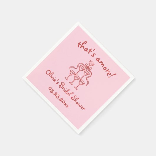 Dat is amore! Handgetekende roze bruidsdouche Servet (Hoek)