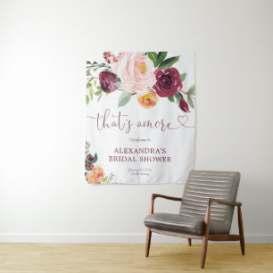 Dat is Amore herfst bloemrijke bordeauxrode bruilo Wandkleed