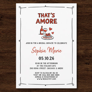 Dat is Amore Italiaans Bruidsfeest Whimsical Rood Kaart
