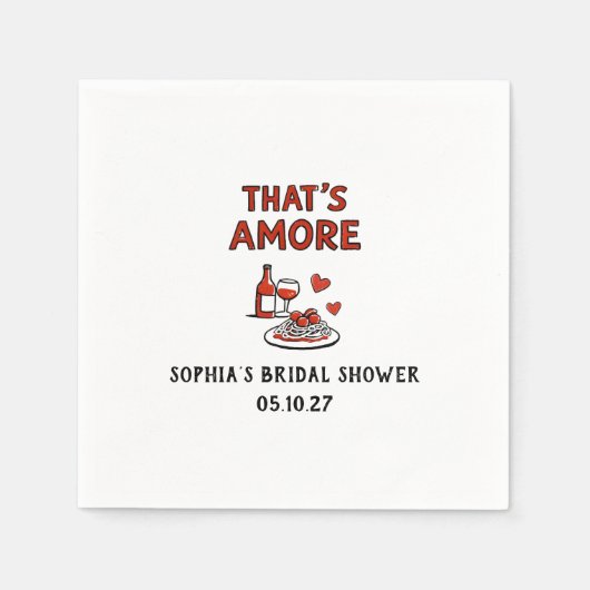 Dat is Amore Italiaans Bruidsfeest Whimsical Rood Servet (Voorkant)