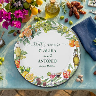 Dat is Amore Italiaans Citrus Bruiloft Papieren Bordje