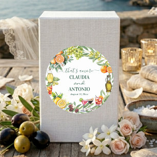 Dat is Amore Italiaans Citrus Bruiloft Ronde Sticker