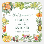 Dat is Amore Italiaans Citrus Bruiloft Vierkante Sticker (Voorkant)