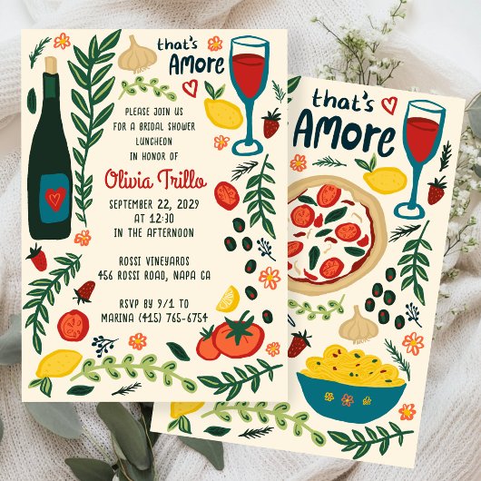 Dat is Amore Italiaans eten Aangepaste bruidsdouch Kaart