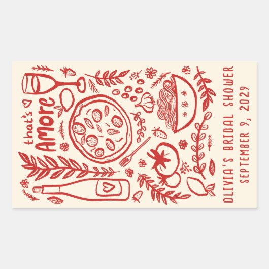 Dat is Amore Italiaans eten Aangepaste Bruidsdouch Rechthoekige Sticker (Voorkant)