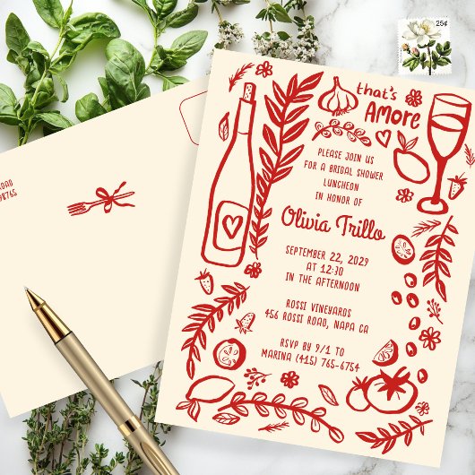 Dat is Amore Italiaans eten Aangepaste Bruidsmeide Briefkaart